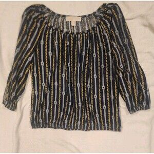 Michael Kors Chain Rope Design Blue Blouse  Women Small